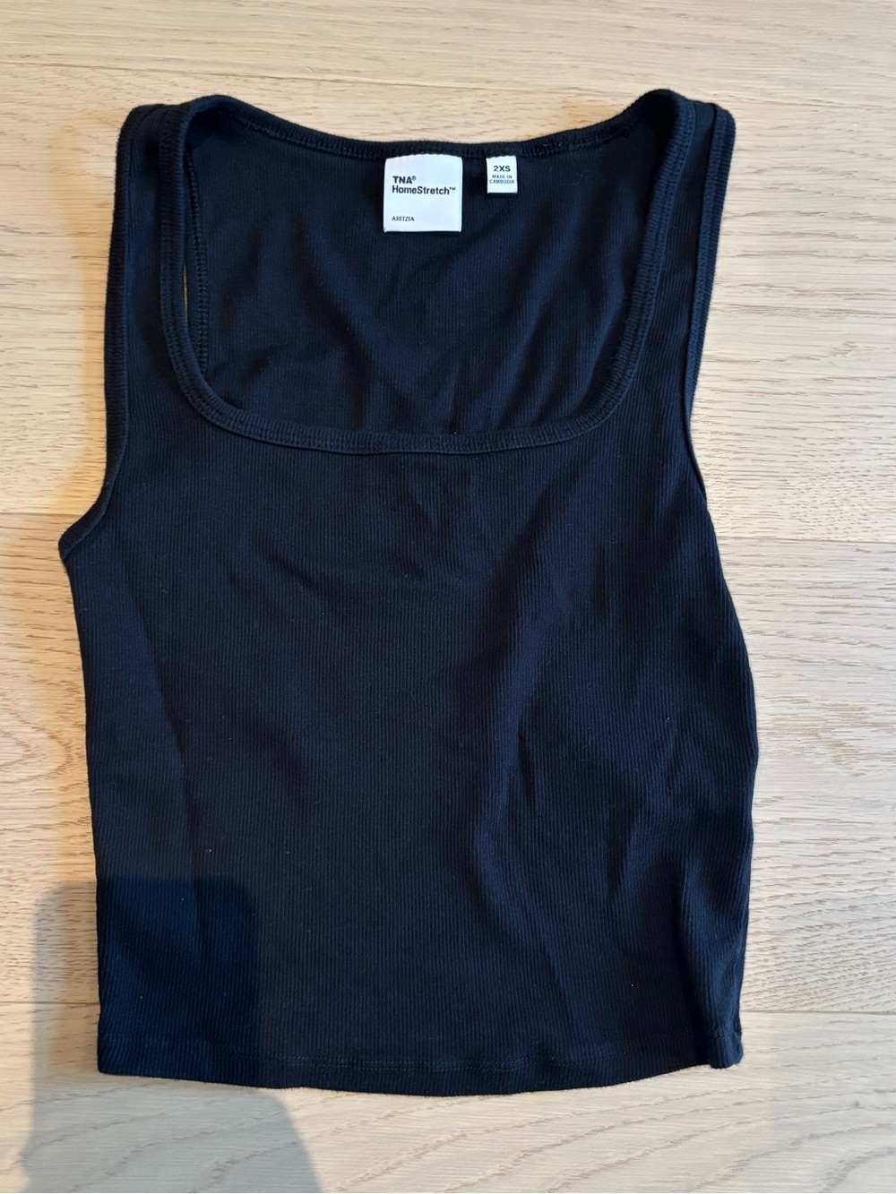 Aritzia Black Ribbed Square-Neck Tank Top